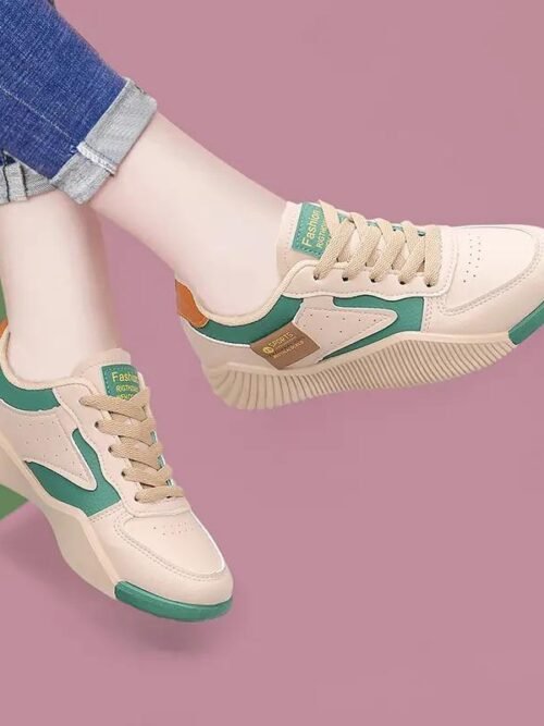 Women's Soft-Soled Genuine Leather Sneakers – Non-Slip Retro Court Style Casual Running Shoes, Comfortable Lightweight Fashion Flats with Cushioned Sole