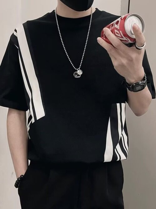 Men’s Streetwear T-Shirt – Casual Loose Fit Graphic Tee | Modern Minimalist Summer Shirt