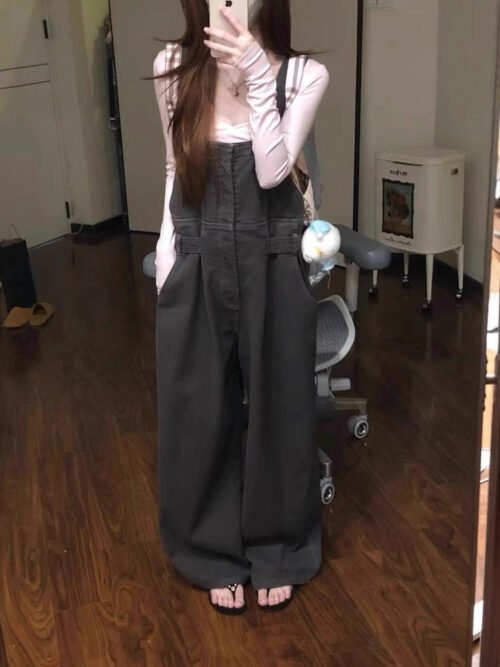 Women's Washed Wide-Leg Pants – American Casual Style, High-Waist Straight Workwear Trousers for Everyday & Streetwear