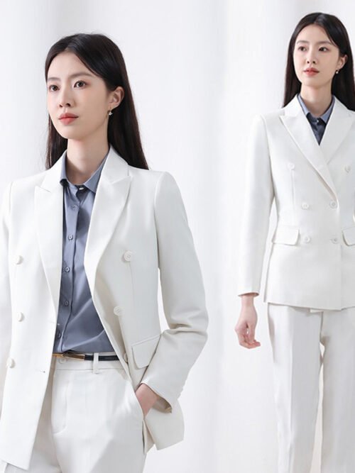 Women's Premium Double-Breasted Suit Set – Thin Blazer Jacket & Wide-Leg Dress Pants, Elegant Professional Business Formal Wear, Multiple Colors