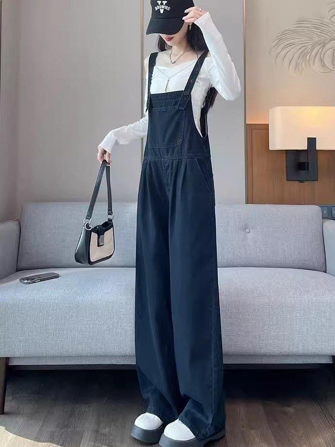 Жіночі вінтажні джинсові комбінезони – стрункий комбінезон з широкими штанинами та регульованими підтяжками для повсякденного та вуличного стилю - Зображення 3