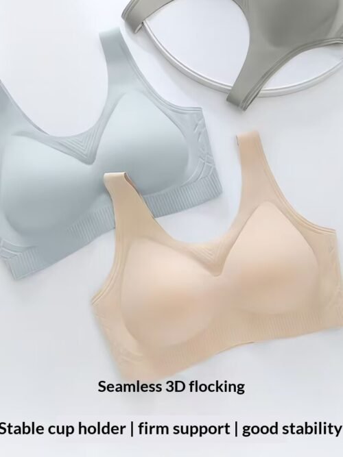 Women's Seamless 3D Push-Up Sleep Bra – Wire-Free, Firm Support with Stable Cup Holder for Everyday & Nightwear