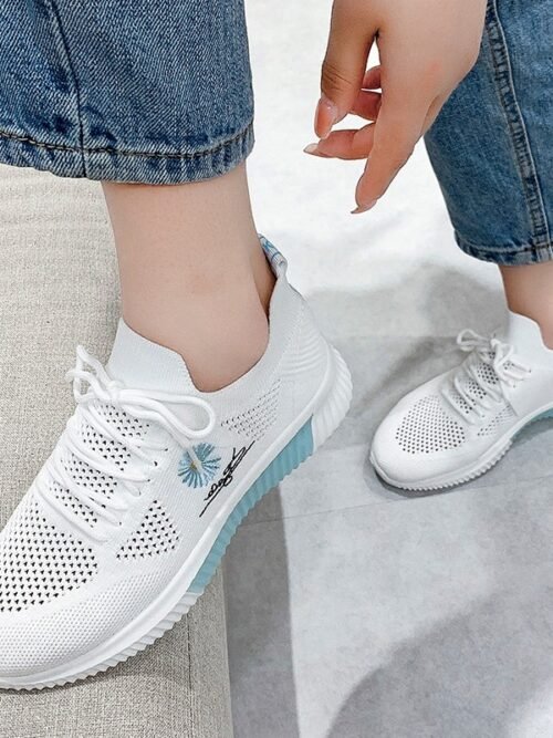 Women's Lightweight Breathable Mesh Sneakers – Casual Sport Walking Shoes, Comfortable Slip-Resistant Flat Sole, Multiple Colors & Sizes