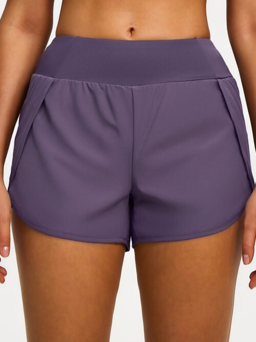 Women's Faux Two-Piece Athletic Shorts – High Waist Running Workout Shorts with Built-In Liner, Lightweight Breathable Gym & Yoga Bottoms, Multiple Colors