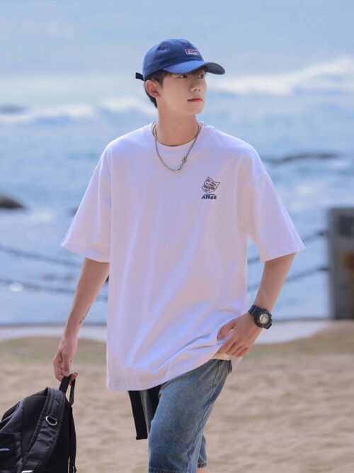 Men's Oversized Pure Cotton T-Shirt – Clean Style Short Sleeve Casual Tee, Breathable Lightweight Summer Top, Multiple Colors Available