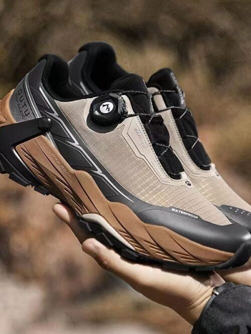 Men's Waterproof Trail Running Sneakers – Outdoor Mountaineering Breathable Hiking Shoes with BOA-Style Dial Closure