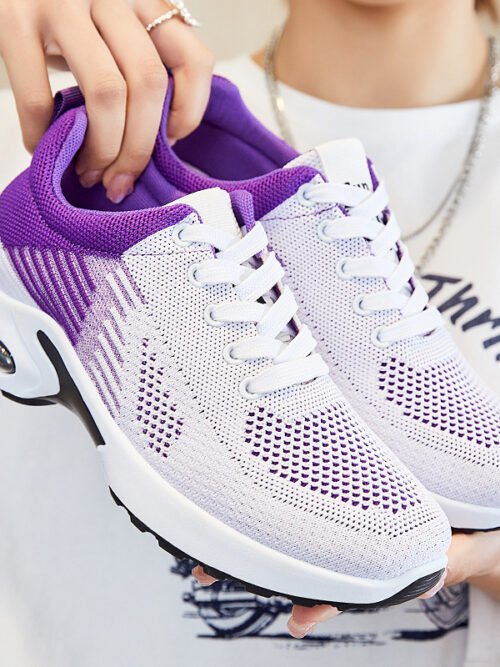 Women's Lightweight Knit Running Sneakers – Breathable Casual Exercise Shoes with Air Cushion Sole for Walking, Gym & Everyday Wear