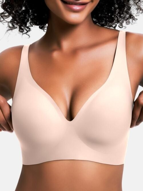 Women's Wireless Seamless Bralette – Solid Color Comfortable Everyday Home Bra, Soft Push-Up Portable Bra for Casual Wear & Lounging, Multiple Sizes