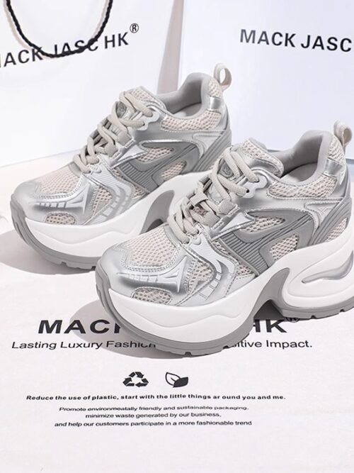 Women’s Platform Sneakers – 8CM Height Boosting Chunky Shoes | Premium Fashion Thick Sole Sneakers