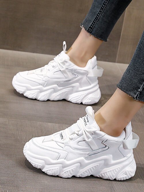Women’s Chunky Platform Sneakers – 5-7CM Height Boost Casual Shoes | Trendy White Fashion Sneakers