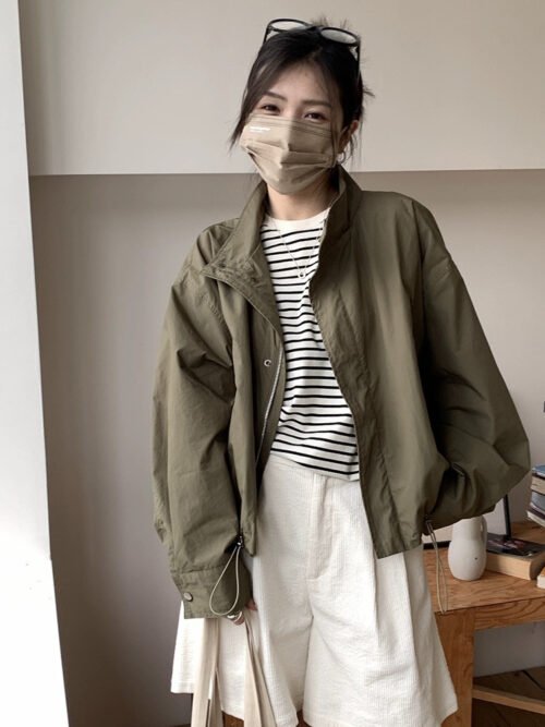 Women's Oversized Zip-Up Utility Jacket – Casual High-Waist Short Coat for Spring, Fall Layering & Everyday Streetwear